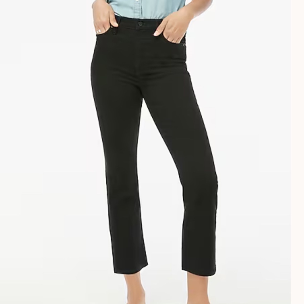 J Crew Factory Tall Black Flare Crop Jeans 30